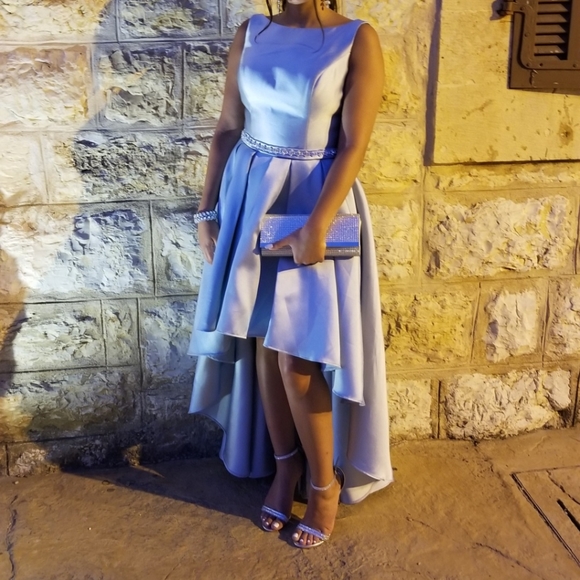 Alyce Paris High Low Cocktail Light Blue Dress. - Picture 10 of 11